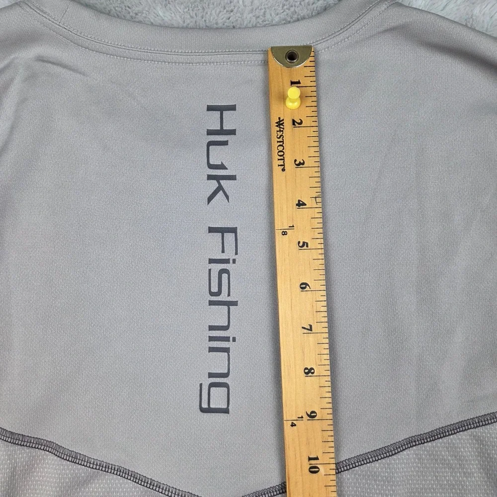 Huk Performance Fishing Shirt Mens XXXL Long Sleeve Graphic Logo Tee Grey XXXL